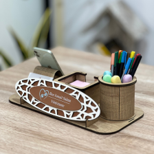 Support Bureautique  Cuir Caramel