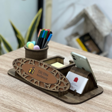 Support Bureautique Cuir Caramel