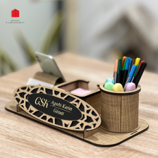 Support Bureautique Cuir Noir