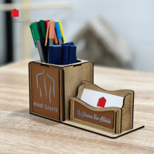 Porte stylo et carte visite  Cuir Caramel