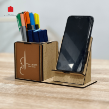 Porte stylo et téléphone  Cuir Caramel