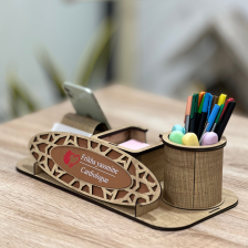 Support Bureautique Cuir Caramel